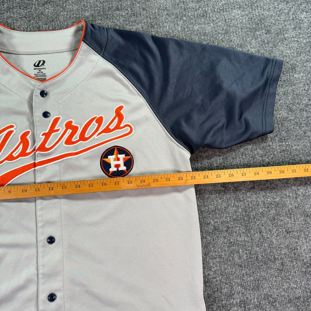 Dynasty Houston Astros Baseball Jersey Mens XL Grey Navy Blue MLB Button Front - Picture 7 of 10